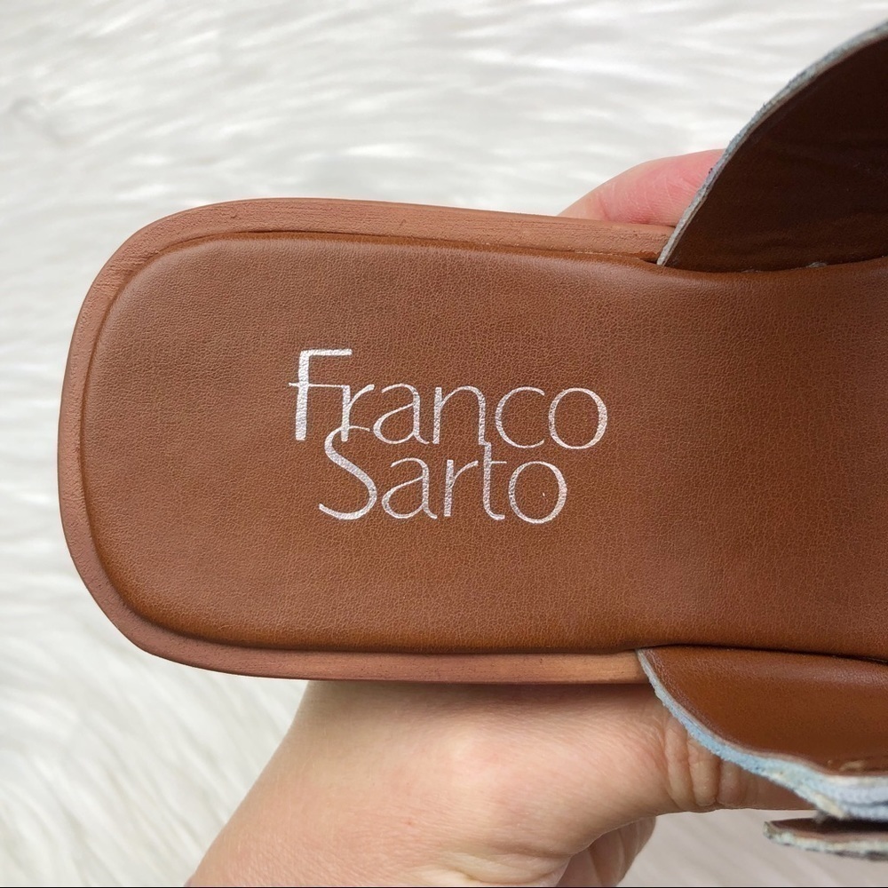 New Franco Sarto Merris Sandal in Snakeskin Light Blue Leather - Picture 4 of 10